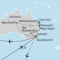 Map of Australian Adventure Educational Tour