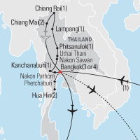Map of Bangkok & Northern Thailand Educational Tour