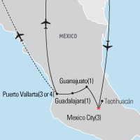Map of Mexico, Guadalajara, & Puerto Vallarta Educational Tour