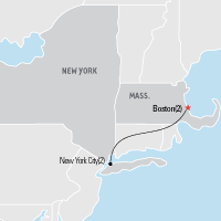 Map of Boston & New York Class Trip