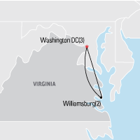 Map of Washington, DC & Colonial Virginia Class Trip