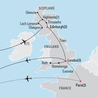 Map of Scotland & England Educational Tour