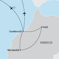 Map of Moroccan Highlights Educational Student Tour and Trip | Explorica