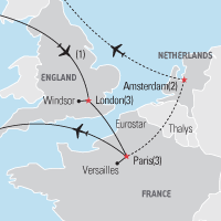 Map of London & Paris Educational Tour