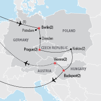 Map of Central European Cities Educational Tour 