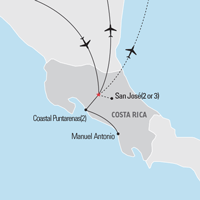Map of the Costa Rica: San José & the Coastal Puntarenas Tour | Explorica Educational Travel