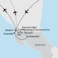 Map of Costa Rican Highlights Educational Tour