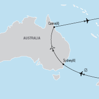 Map of Sydney & Great Barrier Reef tour - Explorica