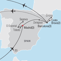 Map of Madrid and Barcelona Educational Tour