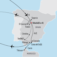 Map of Madrid & the Costa del Sol Highlights Educational Tour