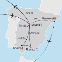 Map of Madrid & Southern Spain Educational Tour