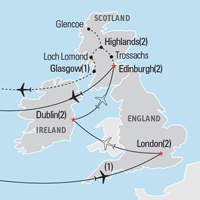 Map of London, Dublin & Edinburgh Educational Tour