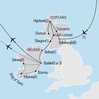 Map of Scotland & Ireland Educational Tour