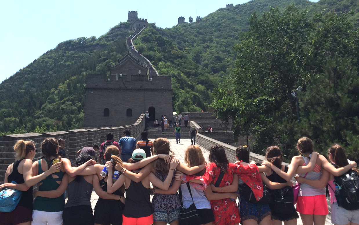 Creative group shot at the Great Wall of China